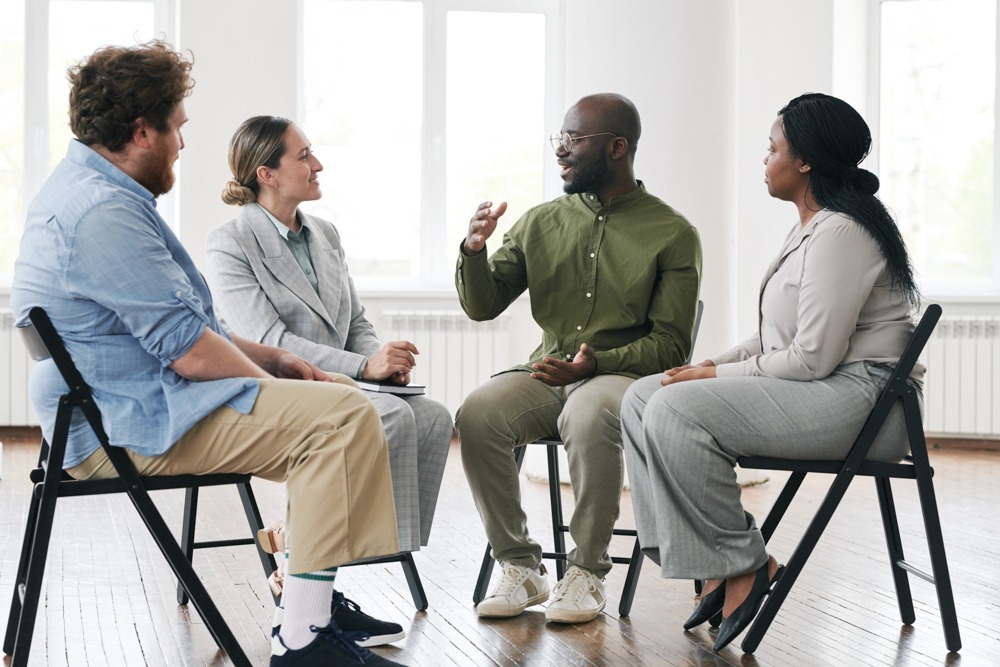 a man speaking in cbt for alcohol use disorder